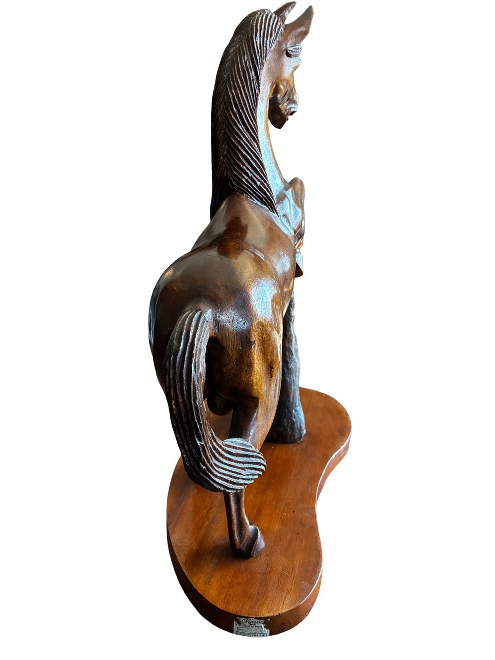 Vintage S.C. Vizcarra Hand Carved Wood Horse Statue 19” Philippines - Picture 5 of 7